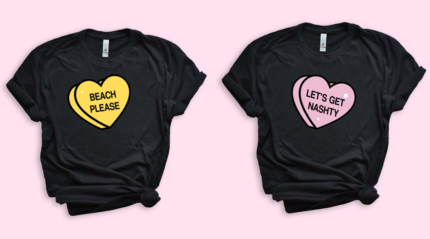 Conversation Heart Shirts❤️🧡💙💛  Phrase + Color Options! For Your Nashville Bachelorette Party