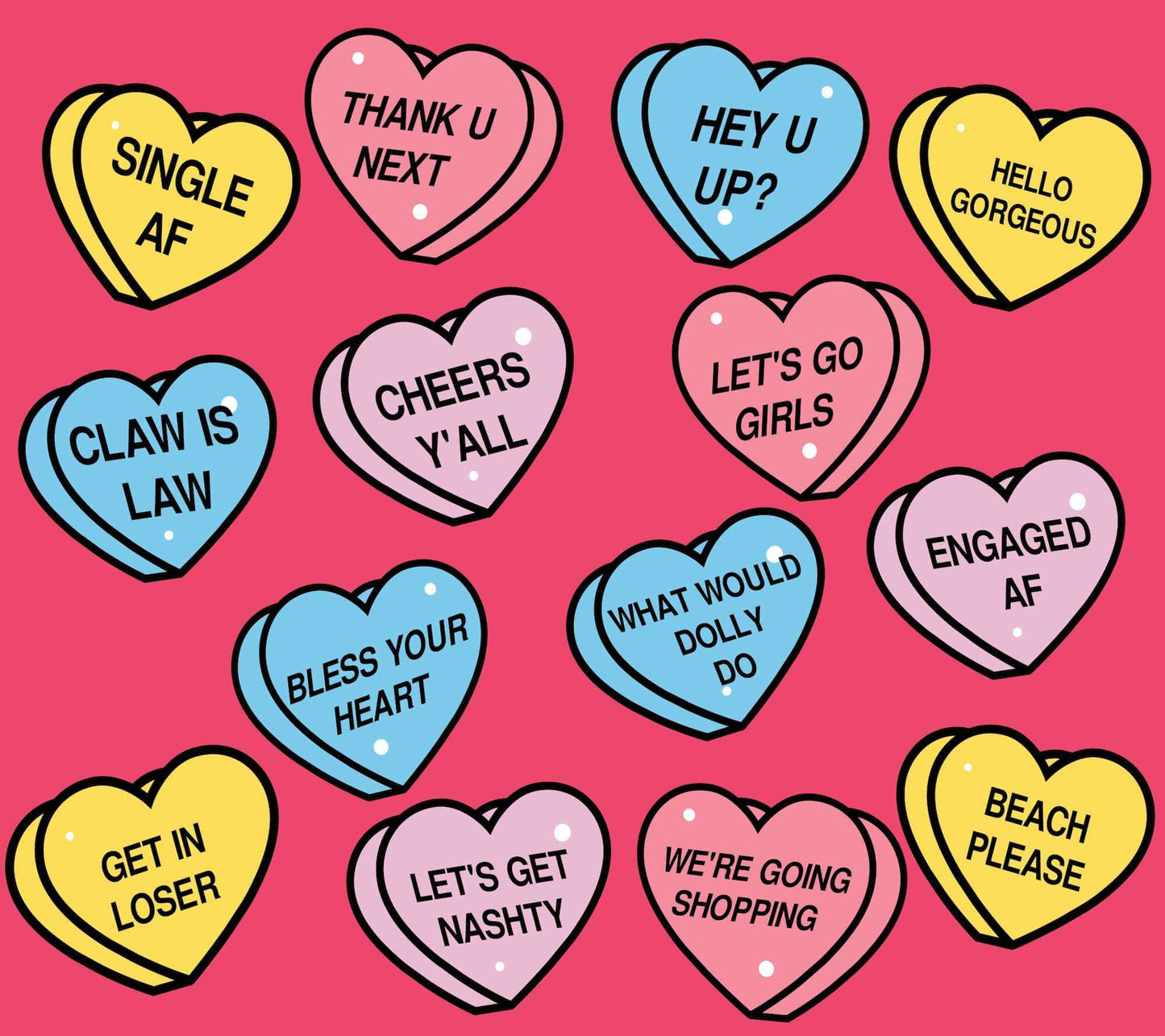 Conversation Heart Shirts❤️🧡💙💛  Phrase + Color Options! For Your Nashville Bachelorette Party