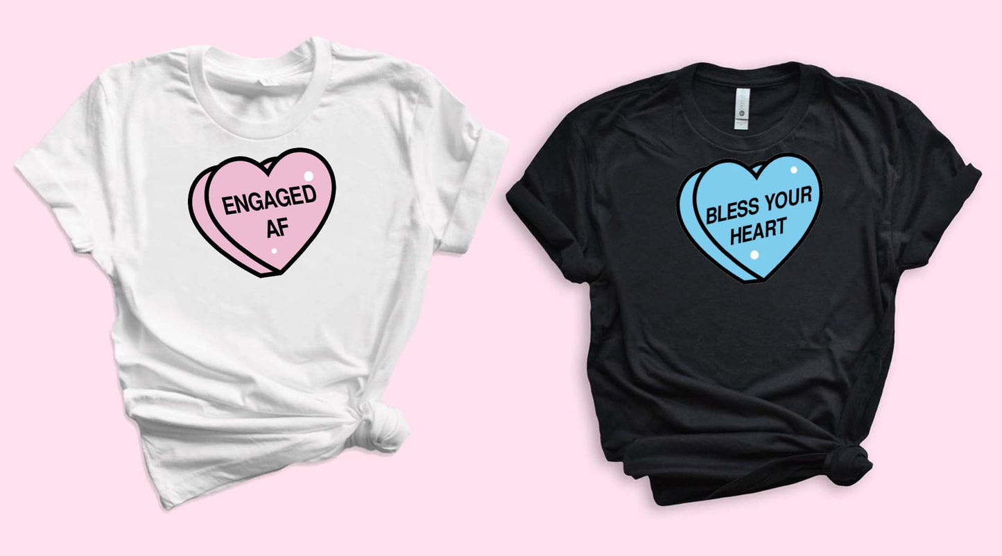Conversation Heart Shirts❤️🧡💙💛  Phrase + Color Options! For Your Nashville Bachelorette Party